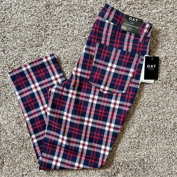 OAT New York Wallace Plaid High Rise Cropped Pants 27 - Picture 4 of 7